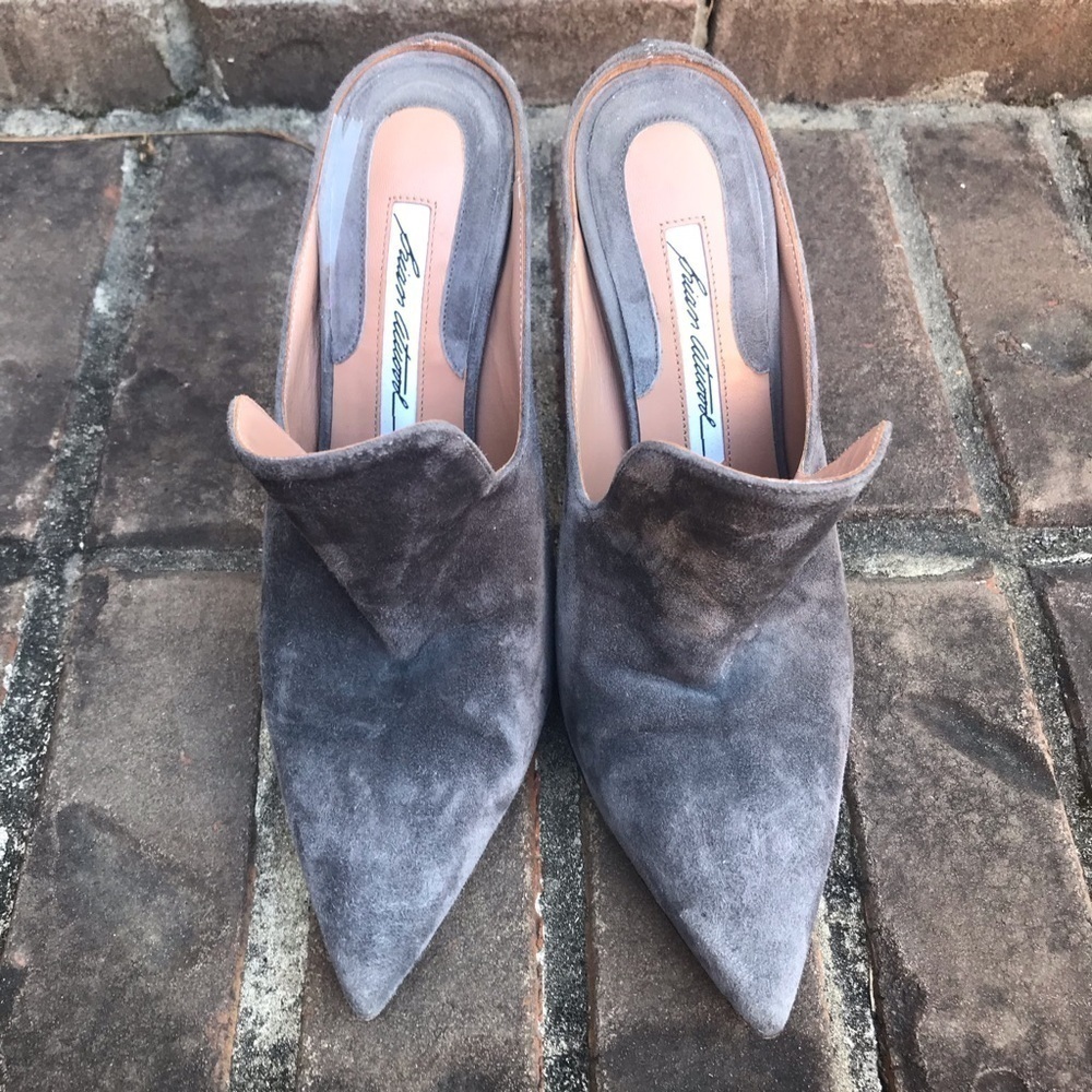 VGUC Brian Atwood Liason Mules in Gray Suede | Size 36 - Picture 7 of 10